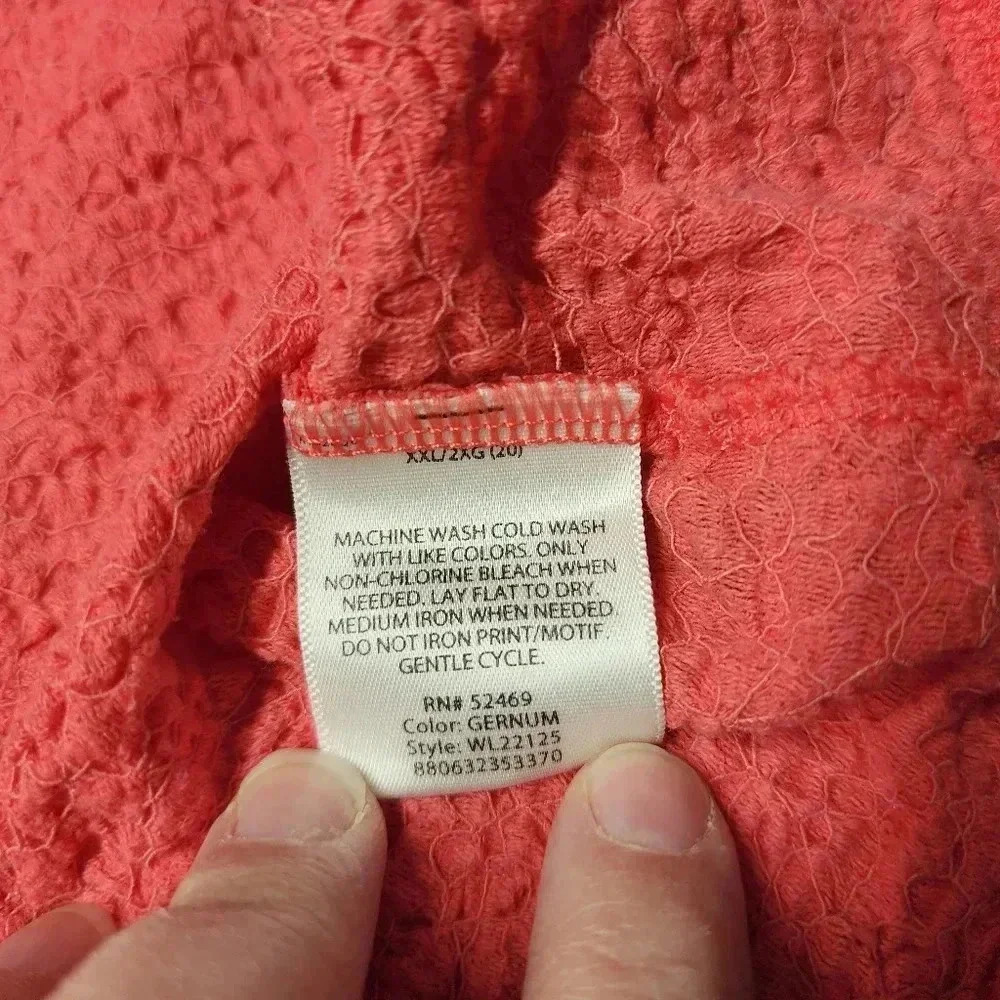 White Stag Plus Size XXL Coral Peach Short Sleeve Top - Picture 6 of 6